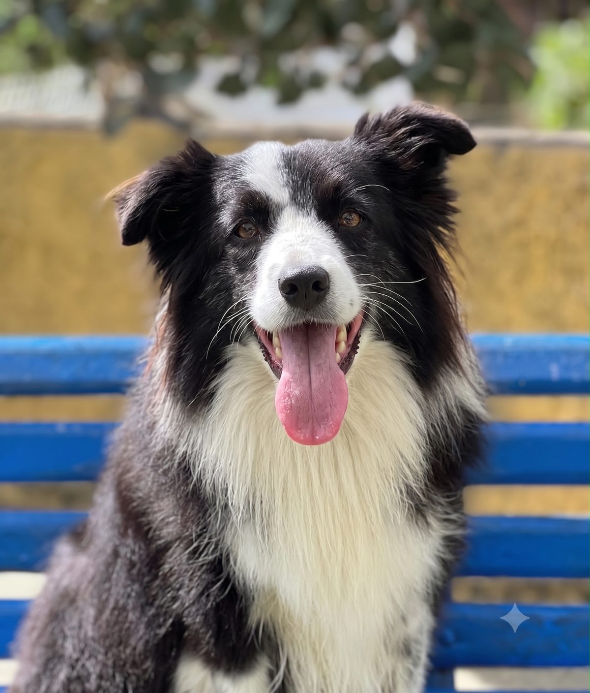 Lua, a border collie da Perfect Home Dog, com a língua de fora